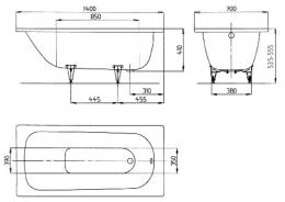 Ванна стальная KALDEWEI SANIFORM PLUS 140x70 (360-1): 2