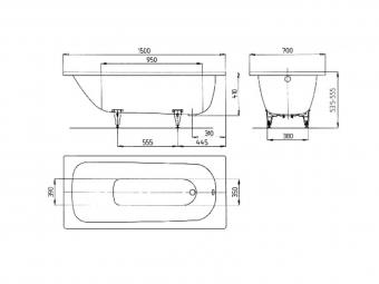 Ванна стальная KALDEWEI SANIFORM PLUS 150x70 (361-1): 4