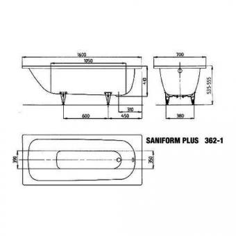 Ванна стальная KALDEWEI SANIFORM PLUS 160x70 (362-1): 4