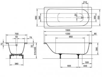 Ванна стальная KALDEWEI EUROWA 150x70 (310): 2