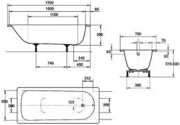 Ванна стальная KALDEWEI EUROWA 170x70 (312): 4