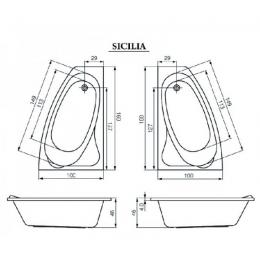 Ванна акриловая CERSANIT SICILIA 160x100 левая + ножки S301-036: 2