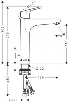 Смеситель для раковины HANSGROHE FOCUS 190  высокий 31608000: 2