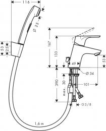 Смеситель для раковины HANSGROHE FOCUS E2 с гигиеническим душем 31926000: 4