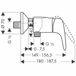 Смеситель для душа HANSGROHE METRIS E 31670000: 2