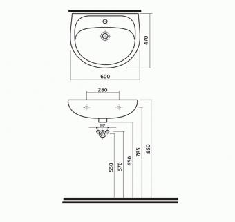 Умывальник KOLO SOLO 60см 7116300U: 2