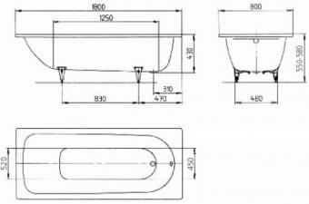 Ванна стальная KALDEWEI SANIFORM PLUS 180x80 (375-1): 3