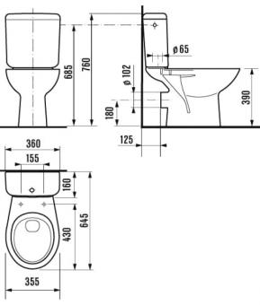 Унитаз-компакт JIKA ZETA гор. 3/6, ниж. подв. H8253960002421: 3