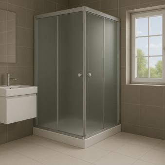 Душевая кабина KO&PO 800х800х1900 профиль сатин, матовое стекло 7006 fabric C10224: 2