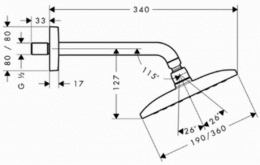 Верхний душ HANSGROHE RAINDANCE E360 27371000: 2