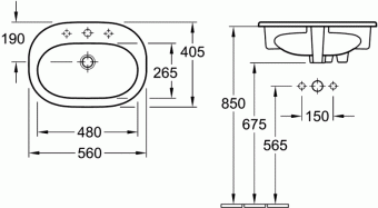 Умывальник встраиваемый VILLEROY&BOCH O.Novo 560x405см 41615601: 2