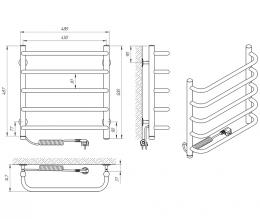 Полотенцесушитель электрический LARIS Стандарт П5 450х500 левый 73207082: 3