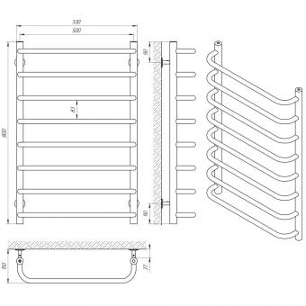 Полотенцесушитель LARIS Стандарт П8 500х800 71207063: 2