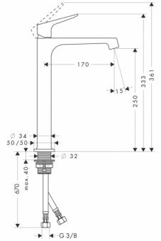 Смеситель для умывальника AXOR Citterio M 34127000: 2