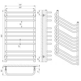 Полотенцесушитель LARIS Стандарт П9 500х900 71207064: 2