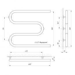 Полотенцесушитель LARIS Змеевик 30 РС3 600х500 1/2 71207213: 2
