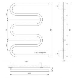 Полотенцесушитель LARIS Змеевик 30 РС5 600х800 1/2 71207238: 2