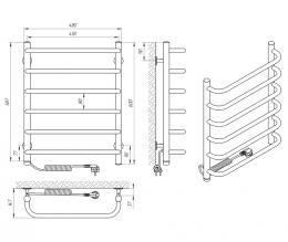 Полотенцесушитель электрический LARIS Стандарт П6 450х600 левый 73207084: 2