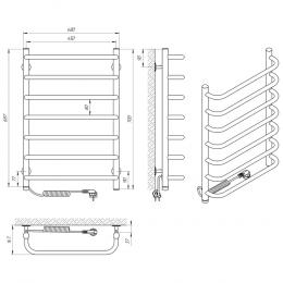 Полотенцесушитель электрический LARIS Стандарт П7 450х700 левый 73207086: 2