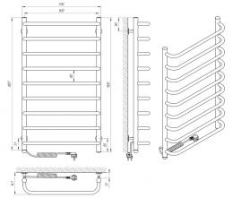 Полотенцесушитель электрический LARIS Стандарт П9 500х900 левый 73207090: 3