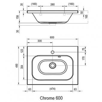 Умывальник RAVAK CHROME 60x49см  XJG01160000: 2