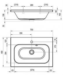 Умывальник RAVAK CHROME 70x49см  XJG01170000: 3