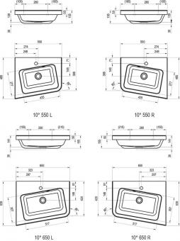 Умывальник угловой 10* RAVAK левый 55x48,5 см  XJIL1155000: 3