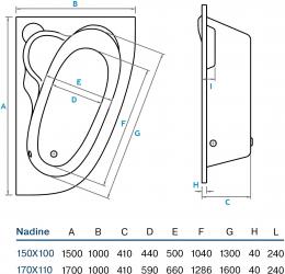 Ванна акриловая KOLLERPOOL NADINE 170x100 L: 2