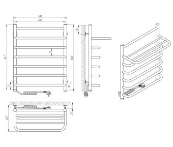 Полотенцесушитель электрический с полочкой LARIS Стандарт П7 450х660 левый 73207177: 2