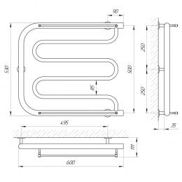 Полотенцесушитель LARIS Фокстрот П 600х500 71207449: 2