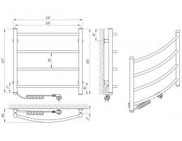 Полотенцесушитель электрический LARIS Классик ЧК4 500х500 левый 75201007: 3