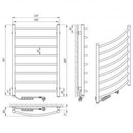 Полотенцесушитель электрический LARIS Классик ЧК8 500х800 левый 75201011: 3
