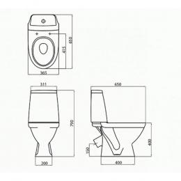 Унитаз компакт KOLO MODO кос. вып, нижн. подвод+сид дюропл soft-close L39003000: 2