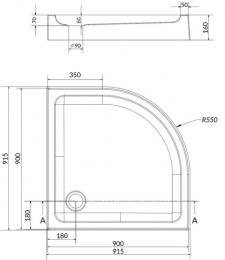 Поддон полукруглый CERSANIT TAKO 90x90х16 S204-004: 4