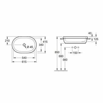 Умывальник VILLEROY&BOCH Architectura 615х415 41666001: 2