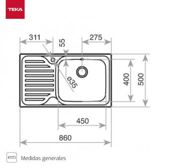 Мойка TEKA CLASSIC MAX 1B 1D RHD 11119200 левая: 2