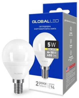 1-GBL-143 Светодиодная лампа энергосберегающая Global (G45 F 5W 220V E14 AP K3000) мягкий свет: 1
