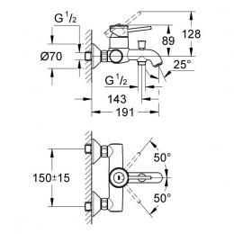 Смеситель для ванны GROHE BauClassic 32865000: 5