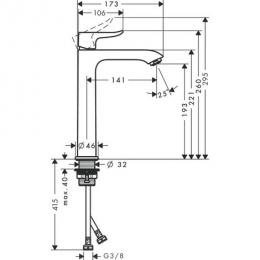 Смеситель для раковины HANSGROHE METRIS 31183000: 3