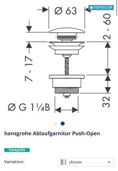 Донный клапан  для умывальника Hansgrohe 50100000: 3