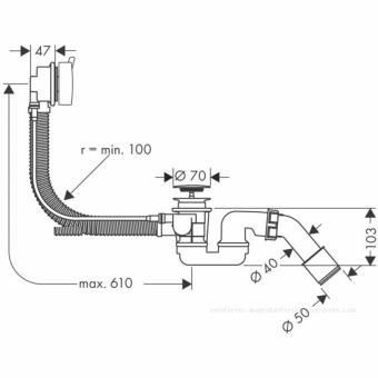 Сифон для ванны полуавтомат Hansgrohe Exafill S 58150000: 3