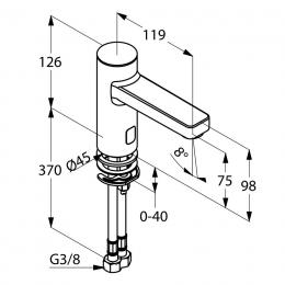 Смеситель электронный для умывальника KLUDI ZENTA 3820205: 3