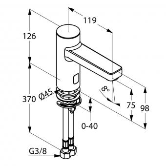 Смеситель электронный для умывальника KLUDI ZENTA 3820205: 3