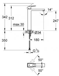 Смеситель для умывальника GROHE Eurocube 23406000: 2