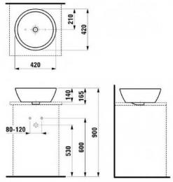 Умывальник LAUFEN PRO 420х420 мм H8129620001091: 2