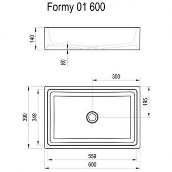 Умывальник RAVAK Formy 01 600 600x390  XJL01260000: 3