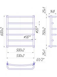 Полотенцесушитель MARIO Люкс 600х530/500 (1.1.0301.01.P): 2