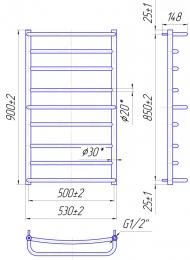 Полотенцесушитель MARIO Люкс 900х530/500 (1.1.0305.01.P): 2