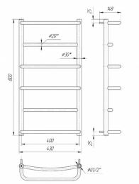 Полотенцесушитель MARIO Люкс НР 800х430/400 (1.3.0301.01.P): 2
