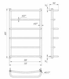 Полотенцесушитель MARIO Люкс НР 800х530/500 (1.3.0302.01.P): 2